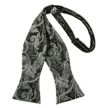 Silver Tapestry Paisley Self Bow Tie