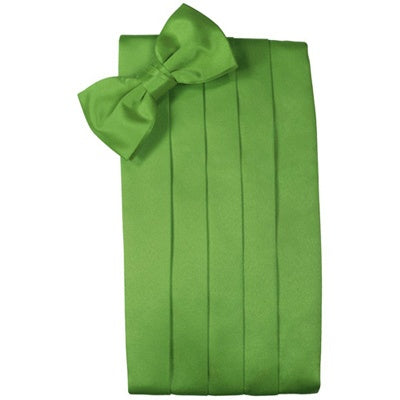 Kelly Green Solid Satin Cummerbund and Bow Tie Set