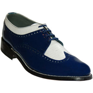 Royal  Blue And White Wing Tip Tuxedo Shoes