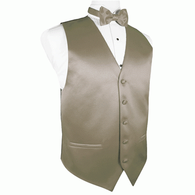 Stone Grey Satin Tuxedo Vest