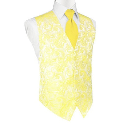 Sunbeam Yellow Tapestry Satin Tuxedo Vest