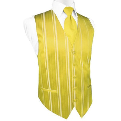 Sunbeam Yellow Striped Satin Tuxedo Vest