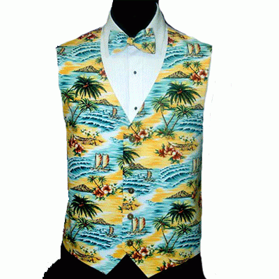 Sunrise Yellow Tropical Island Novelty Tuxedo Vest