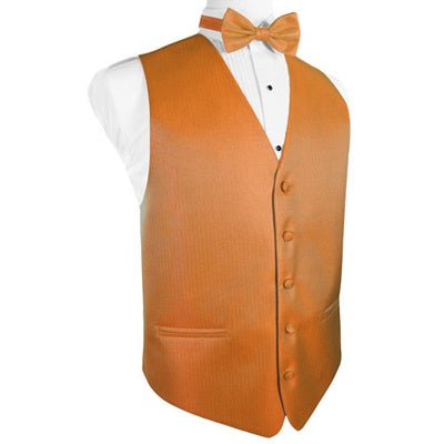 Tangerine Orange Herringbone Tuxedo Vest