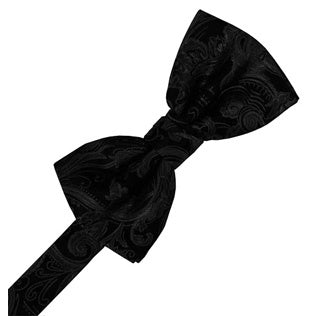 Black Silk Tapestry Pre-Tied Bow Tie