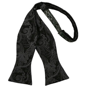 Silk Black Tapestry Paisley Self Bow Tie