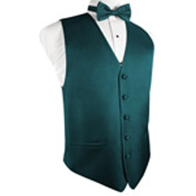 Teal Herringbone Tuxedo Vest