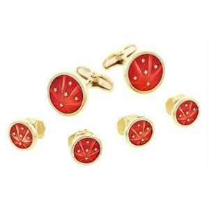 Trans Red Enamel Tuxedo Cuffllinks and Studs