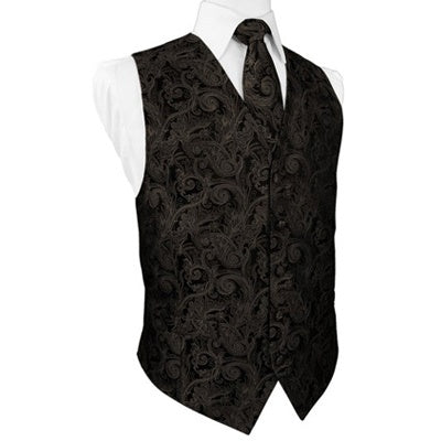 Truffle Brown Tapestry Satin Tuxedo Vest