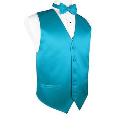 Turquoise Satin Tuxedo Vest