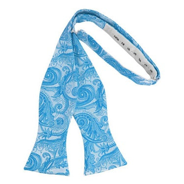 Turquoise Tapestry Paisley Self Bow Tie