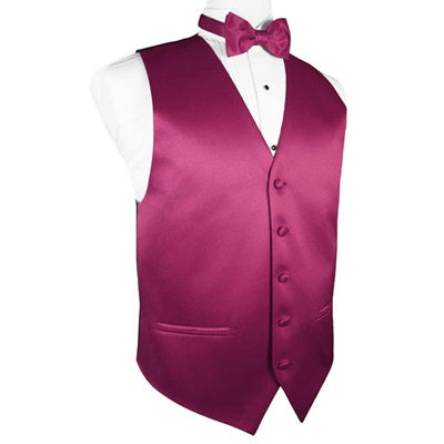 Watermelon Pink Satin Tuxedo Vest