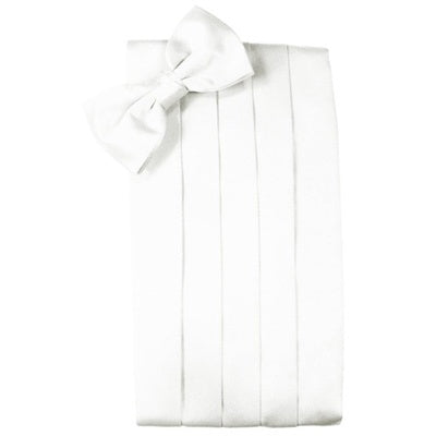 White Silk Cummerbund and Bow Tie Set