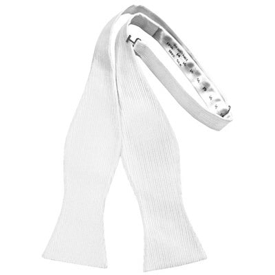 White Silk Faille Self Bow Tie