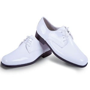 White Lace Up Tuxedo Shoes