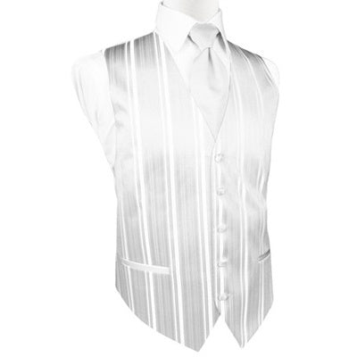 White Striped Satin Tuxedo Vest