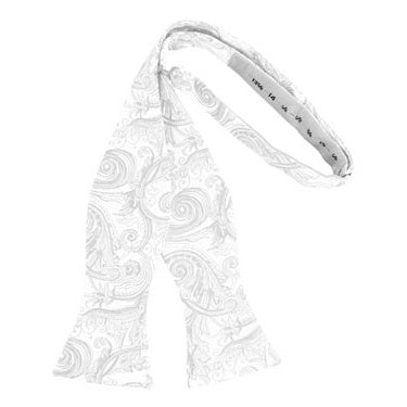 White Tapestry Paisley Self Bow Tie