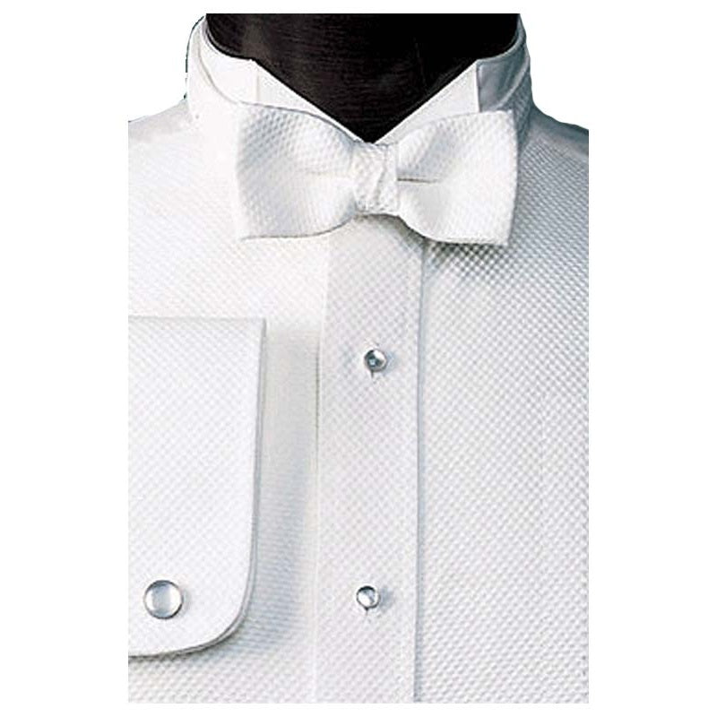 White Pique Wing Collar Tuxedo Shirt