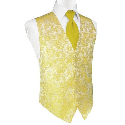 Willow Yellow Tapestry Satin Tuxedo Vest