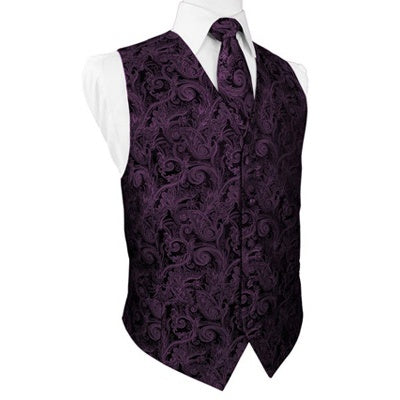 Wine Tapestry Satin Tuxedo Vest