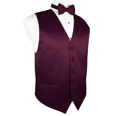 Wine Purple Satin Tuxedo Vest