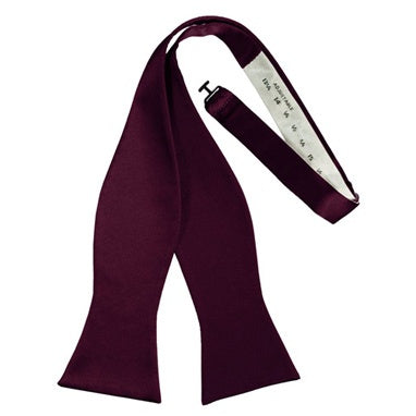 Wine Satin Self Bow Tie