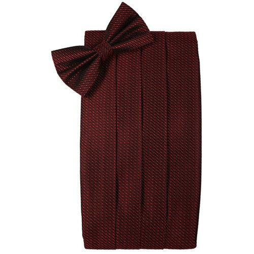 Wine Silk Weave Cummerbund and Bow Tie Set